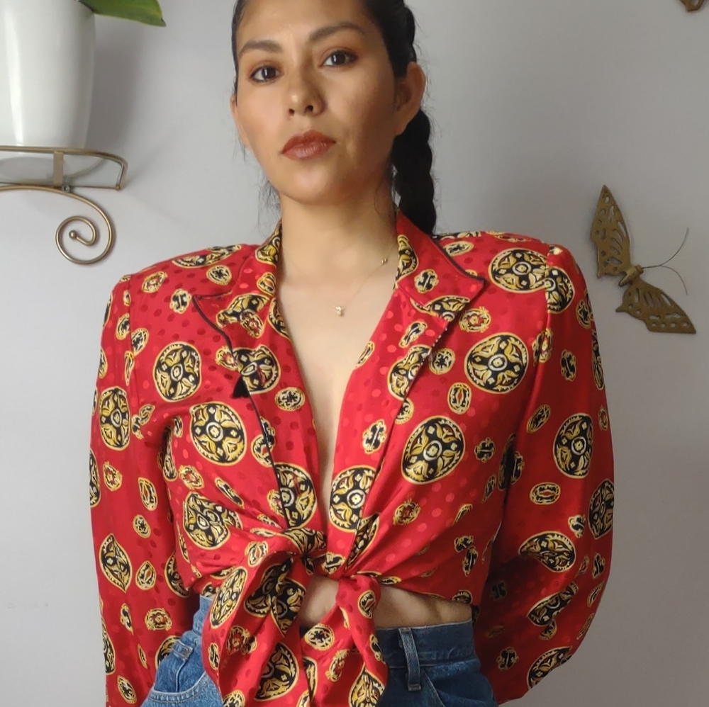 Vintage Asian inspired silk blouse
